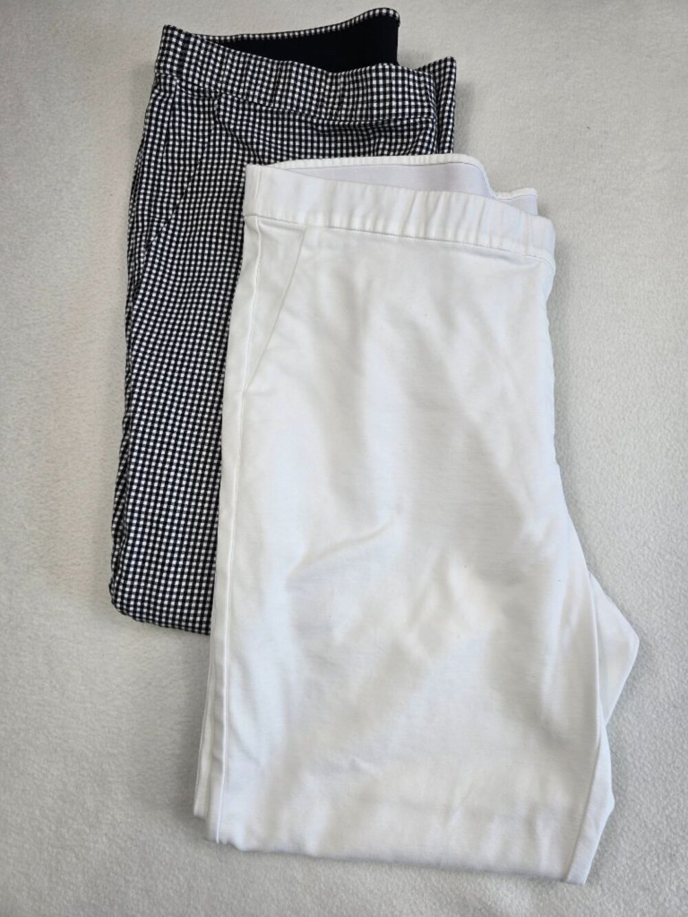 J Jill Womens White & Gingham Ankle Pants Size 18 Elastic Pull On